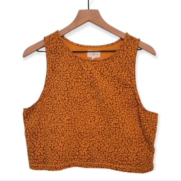 Lou & Grey Tan & Orange Leopard Print Cropped Tank Size XXL - Picture 1 of 5